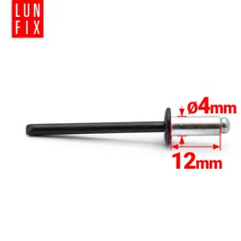 Aluminium Blind Rivets Pop Rivets Steel Mandrel Industry Standard DIN7337 4 x 12 mm Pack of 100 RAL 9005 Jet Black