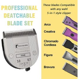 BESTBOMG Professional 5-in-1 Dog Blades with Adjustable Cutting Length from 0.7-3 mm, Compatible with Wahl Arco, Bravura and Moser Arco 1870/1871/1872/1873/1854, Pack of 2