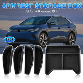 Autorder Center Console Organizer for 2021 2022 2023 2024 2025 Volkswagen ID.4 VW ID4 Accessories Center Console Bottom Insert Tray Door Side Storage Box Handle Pocket 5PCS