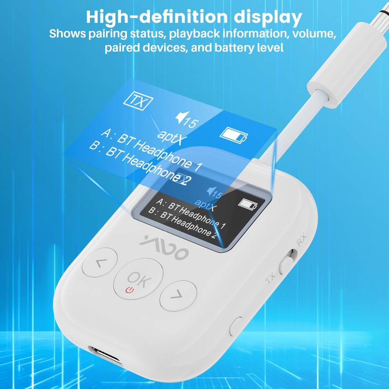YMOO Bluetooth 5.4 Transmitter Receiver for Airplane, Wireless Bluetooth Adapter