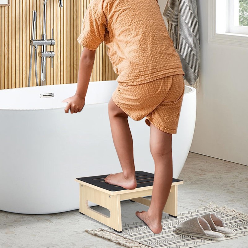 One Step Stool for Adults Seniors with Non-Slip Rubber Stepping