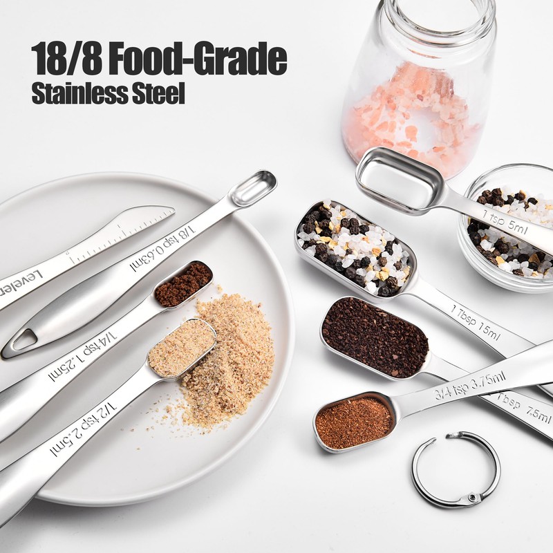 18/8 Stainless Steel Measuring Spoons: Doosu Heavy Duty Rectangular Spoon