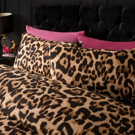 OHS Single Duvet Set Leopard Print, Ultra Soft Cosy Comfy Fabric Luxurious Leopard Print Design Modern Single Duvet Cover with 1 Matching Pillowcase, Natural