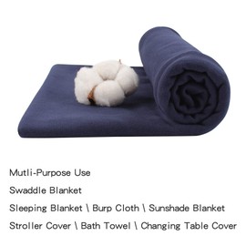 Cotton Baby Swaddle Hat Set Newborn Infant Hats Receiving Blankets for Baby Boys Girls (Navy, 0-6 Months)