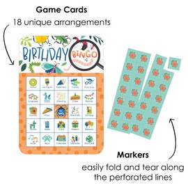 Big Dot of Happiness Buggin' Out - Picture Bingo Cards and Markers - Bugs Birthday Party Bingo Game - Set of 18