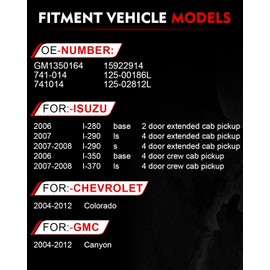 AOTPAT 741-014 Front Left Driver Side Power Window Regulator with Motor for:-Chevy Colorado 2004-2012, for:-GMC Canyon 2004-2012, for:-Isuzu I-280 I-290 I-350 2006-2008, 2 Pins Connector OE# 741014