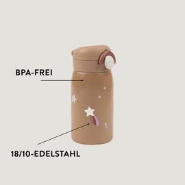Fabelab Children's Drinking Bottle, 320 ml, Children's Drinking Bottles with Stars, Drinking Bottle, Stainless Steel, BPA-Free, School Leak-Proof, Water Bottle Children
