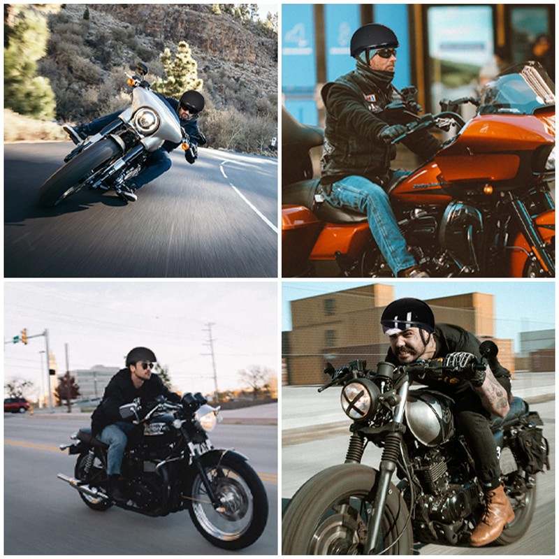 ILM Motorcycle Half Helmet with Sunshield Quick Release Strap Half