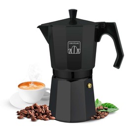 Cecotec Italienischer Kaffeekocher Cumbia Mokclassic 600 Black, 300 ml, aus Aluminium mit einer Kapazität 6 Tassen Kaffee, geeignet für alle Arten von Kochfeldern und leicht zu reinigen