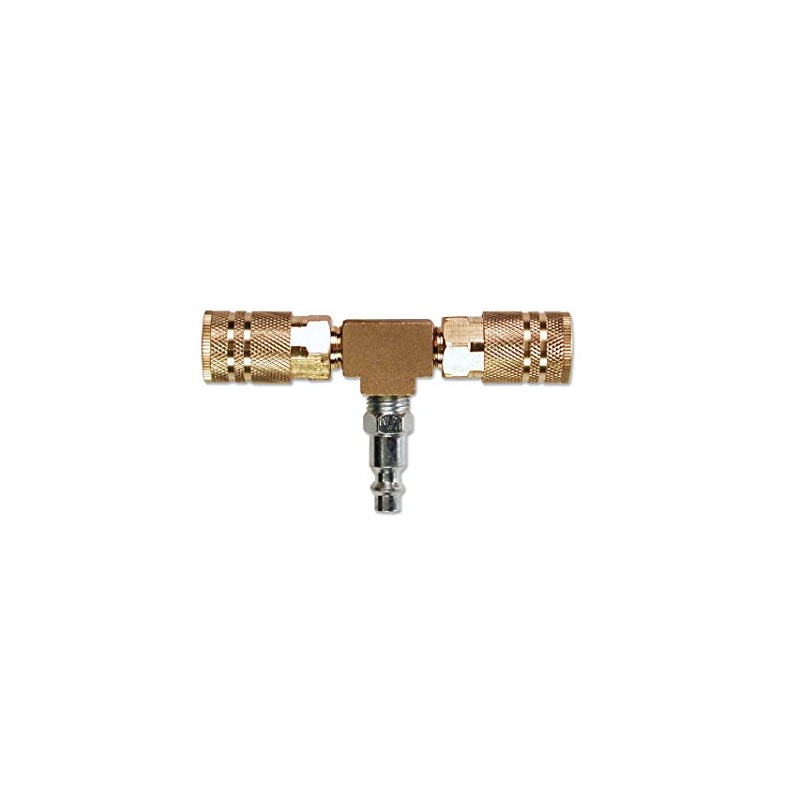 Primefit M1404-4 2-Way T-Style Air Manifold with Industrial 6-Ball Brass