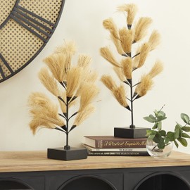 Deco 79 Wood Tree Handmade Willow Sculpture, Set of 2 20", 16"H, Brown