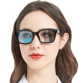 MARE AZZURO Photochromic Bifocal Reading Glasses Women Blue Light Blocking Oversized Readers Sunglasses 1.0 1.5 2.0 2.5 3.0 3.5 4.0 (Black, 400)