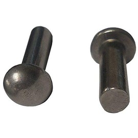 Hanson Rivet 1/4 Dia. X 1/4 Length Round Head Stainless Solid Steel Rivet, Plain Finish (Pack of 1/2 lb Approximately 50 Pieces)