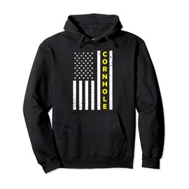 Cornhole American Flag Bean Bag Corn Hole Men Women Player Pullover Hoodie