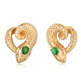 MEVECCO Gold Snake Stud Earrings for Women 18K Gold Plated Dainty Snake Earrings Studs Minimalist Cubic Zircon Earrings for Her