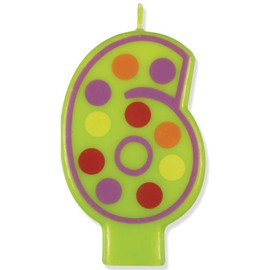 Number 6 Dots Birthday Candle - 3.5", Green, 1 Pc