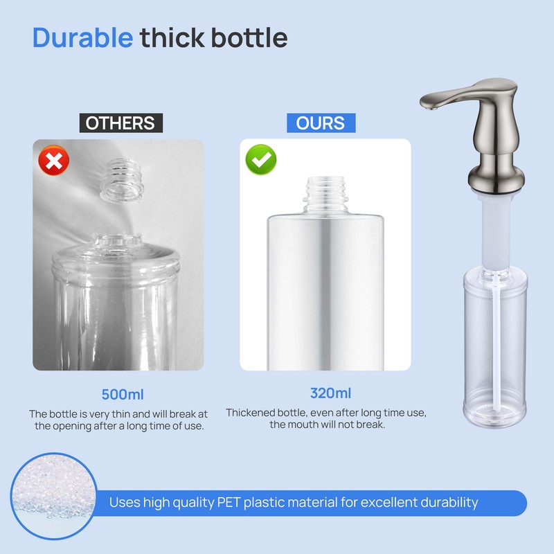 GAGALIFE Kitchen Sink Soap Dispenser - Brushed Nickel Sink Soap