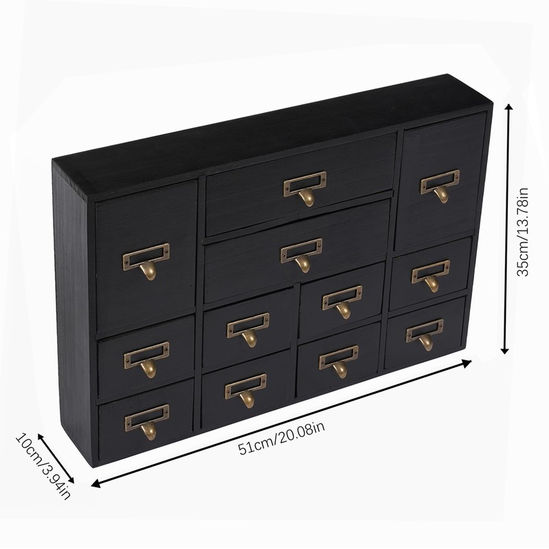 Fetcoi Apothecary Cabinet with 12 Drawers, Library Card Catalog Cabinet