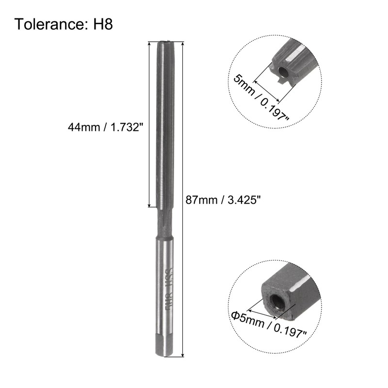 sourcing map Hand Reamers, 5mm H8 Metric Reamer Drill Bit