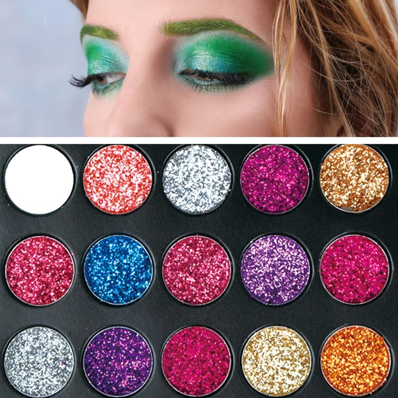Nivofu 2 Pieces Glitter Eyeshadow Palette, 30 Colours Eyeshadow Palette,