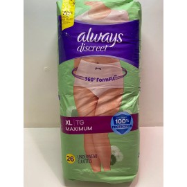 Always Discreet 360 formfit Adult Incontinence Underwear Women's XL 26 Count Bag