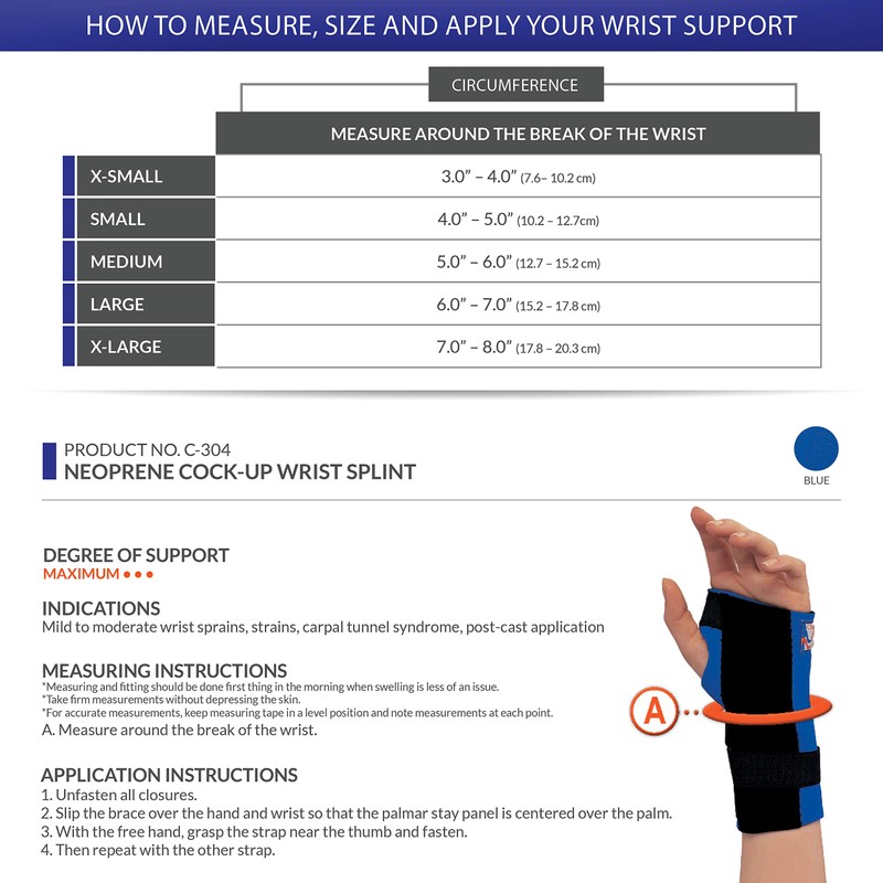 OTC OTC Wrist Splint, Cock-up Style, Neoprene, Large (Left Hand)