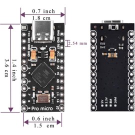 DUBEUYEW Pro Micro 32U4 5V 16MHz Type-C Development Module Board with 2 Row pin Header Compatible with Leonardo (3PCS)
