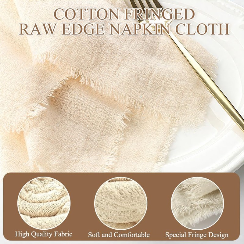 ADDLIVE 12 Stück Stoffservietten mit Fransen, 42x42cm servietten Stoff Mit