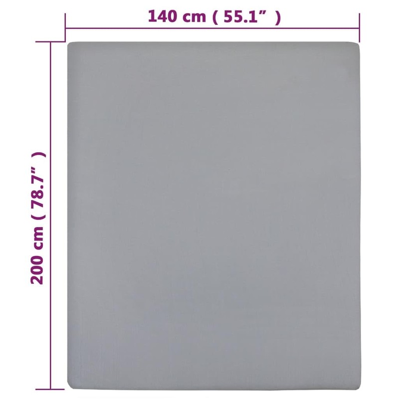 vidaXL Grey Jersey Fitted Sheets Set - 2 Pieces, 140x200