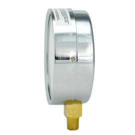 CARBO Instruments calibre de presión de 4 pulgadas, caja de acero cromado seco, montaje inferior 1/4" NPT, -30 inHg / 30 PSI, 10 cm