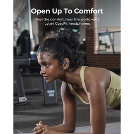 Lytmi CozyFit Open Ear Headphones, 0.23oz Ultra-Light Comfortable Wireless Earbuds, 0.6mm Thinnest Earhooks, Bluetooth 5.4, Clear Audio, 30 HRS Playtime, IPX5 Waterproof Earphones with Mic (Black)