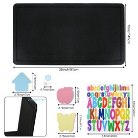 TKNOUS Felt Bulletin Board for Walls, 36'' x 18'' Foldable Cork Board with Safe Removable Adhesive, Large Decorative Picture Framed Display Board with 50 Push Pins & Sticky Notes & Letter Stickers