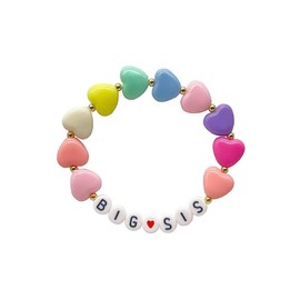 Azusa Sun Colorful Big Sister Bracelet Letter Beads and Heart Acrylic Beads Bracelet Y2K Jewelry Gifts for Women Sisters