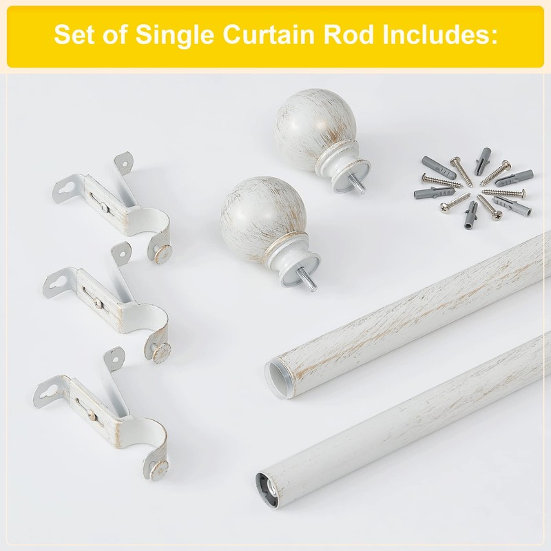 NICETOWN Decorative Single Window Drape Curtain Rod, Retro Style Standard
