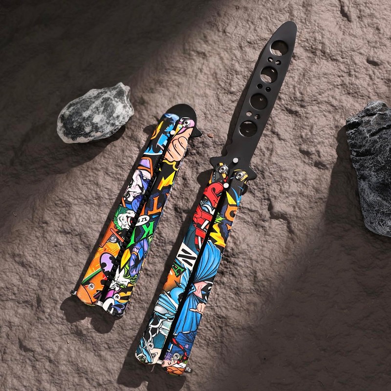 Butterfly Knife Trainer, 3Cr13 Steel Practice Trainer with Rounded Unsharpened