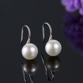 Pearl Earrings for Women, 925 Sterling Silver AAAA Cultured Freshwater Pearl Earrings with Hooks, Sterling Silver, Pearl
