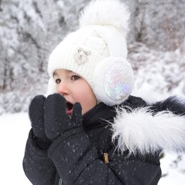 Utaly Kids Mittens Toddler Stretch Full Finger Knitted Gloves Toddler Warm Winter Cute Gloves for Boys Girls Mittens