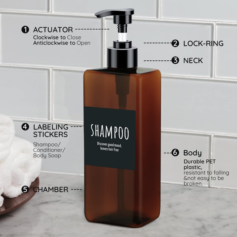 Segbeauty Soap Dispenser, Pack of 3 500 ml Shampoo Bottles