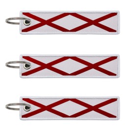 LLBFHH 3 Pcs Alabama State Flag Keychain,Woven label Key Chains for Car Keys,Fabric Key Chains Men and Women,Used for Various Decorations.