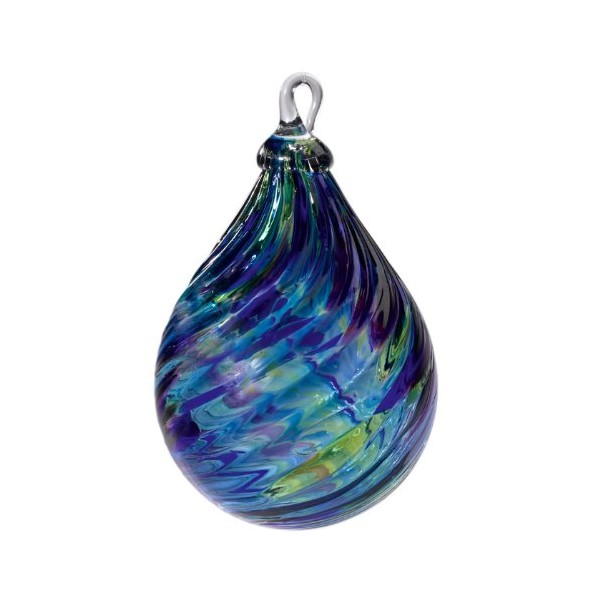 Glass Eye Studio Hand Blown Glass Raindrop Ornament - Ocean
