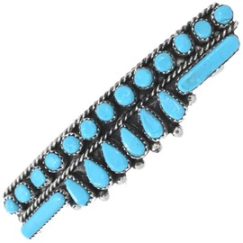 Navajo Blue Turquoise Silver Hair Barrette by Chris Begay on Spring Clip 0933