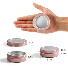 24 Pack 2 Ounce Screw Top Aluminum Tin Jar with Screw Clear Lid and Blank Labels, Refillable 60ml Metal Containers for Lip Balms, Candles, Salves, Spices, Crafts(Rose Gold)