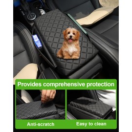 TBHOO for Bronco Center Console Armrest Cover 2026 2025 2024 2023 2022 2021 Bronco Accessories Black with Pockets Upgrade Arm Rest Pad Console Cushion Lid