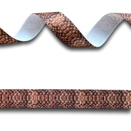 2 Yards (1.82 metres) Snakeskin Snake Skin Brown Animal Print Grosgrain Ribbon 22mm Wide, Ideal for Craft Projects, Scrapbooking, DIY Hair Bows, Present Wrapping etc.