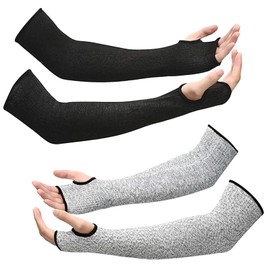 TICKLELY 2 Sets of Cut-resistant Knitted Sleeves - Protection Level 5 Tear-Resistant Sleeves with Thumb Hole Helps UV Protection Cut Protection Arm Sleeve Volleyball Arm Protectors - Work Safety