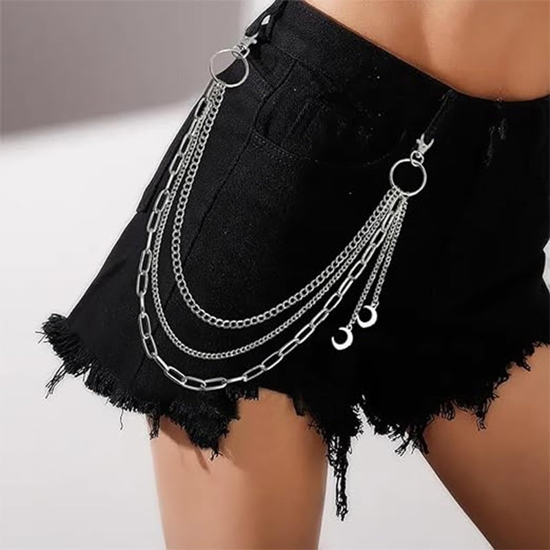 Pant Chains Emo-style Accessories with Gothic Moon Multi-layer Wallet Chain