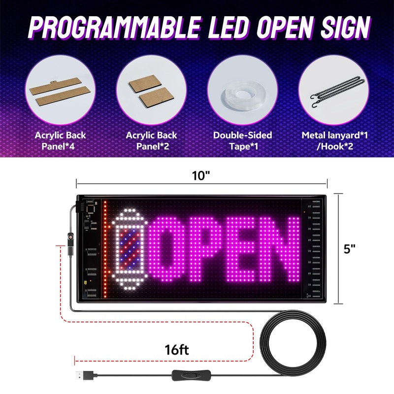 Programmable LED Open Sign,Support for Multiple Open Dynamic and Static