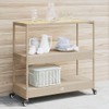 vidaXL 3-Tier Bar Cart - Beige/Brown Poly Rattan & Acacia