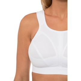 Gemm Ladies White Sports Bra High Impact Non Wired Plus Size Large Bosom with Extender (36J)