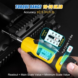 YIYEIE 60Pcs Torque Screwdriver Wrench Set, 10-70 IN.LB, Inch Pound Torque Screwdriver Electrician with S2 Bits, 1/4 Inch Drive, 0.5 In-lbs Adjustable, Small Torque Wrench Tool Kit for Bike, Mounting